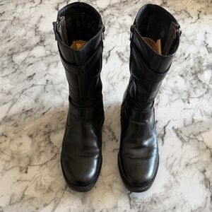 Born Black Leather Combat Boots